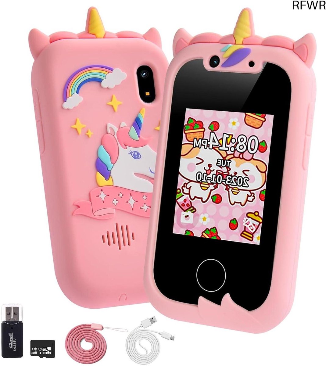  ® Kindercamera Smartphone met Touchscreen voor Kinderen | Multifunctionele Eenhoorncamera met Dubbele Camera, Spelletjes en MP3 Speler